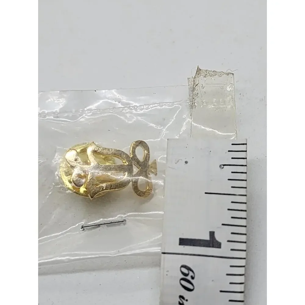 Vintage Gold Tone Tulip Flower Lapel Pin Bow Ribbon Openwork NOS Sealed
